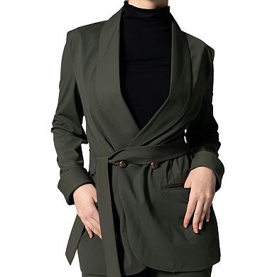 Women's Olive Blazer With Front Buttons