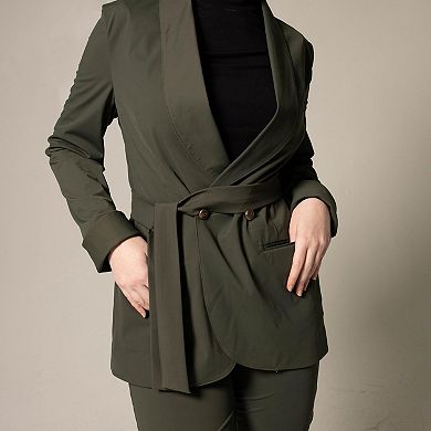 Women's Olive Blazer With Front Buttons