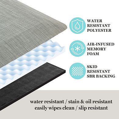 Martha Stewart Mira Modern Heathered Solid Anti-Fatigue Air-Infused Kitchen Mat