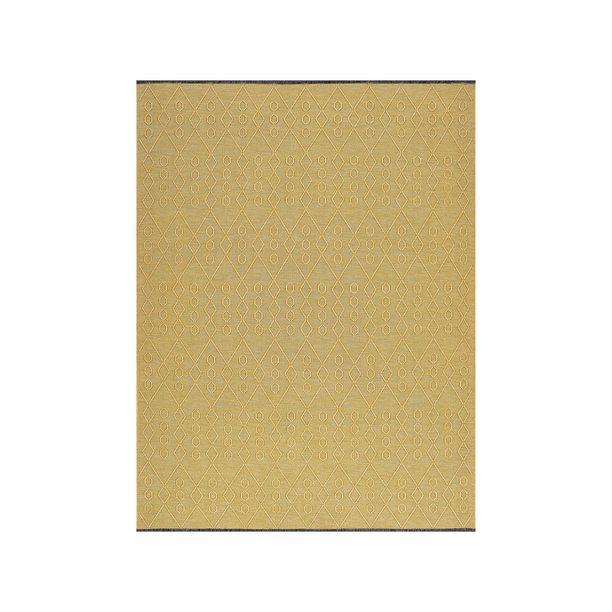 KHL Rugs Alma Aliana Diamond Pattern Washable Area Rug, Yellow