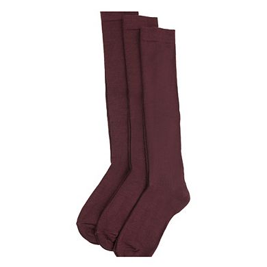 Classic Flat Knit Acrylic Orlon Knee High Socks 3 Pair Pack