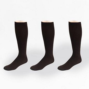 Classic Flat Knit Acrylic Orlon Knee High Socks 3 Pair Pack