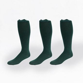 Classic Flat Knit Acrylic Orlon Knee High Socks 3 Pair Pack