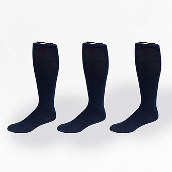 Classic Flat Knit Acrylic Orlon Knee High Socks 3 Pair Pack