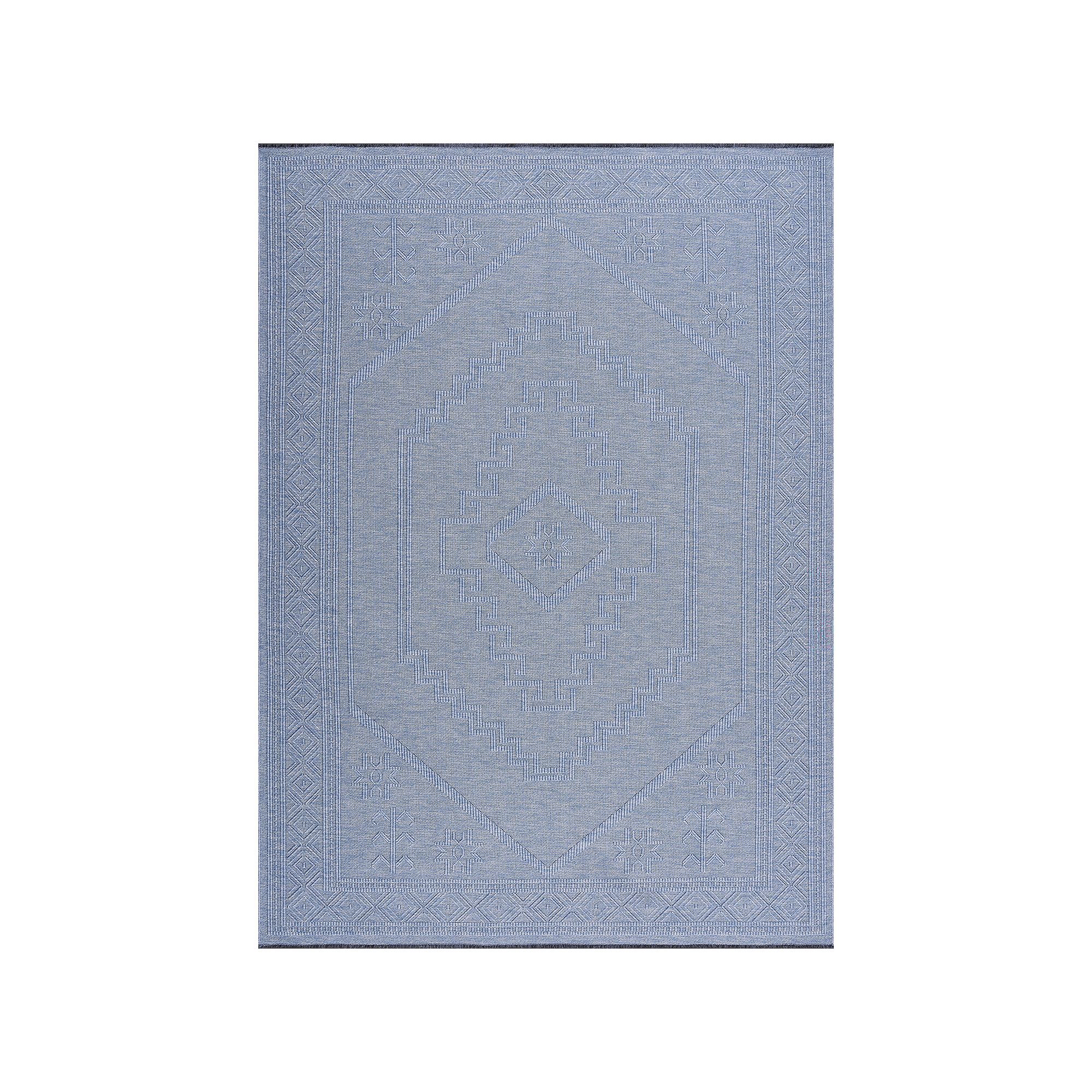 KHL Rugs Alma Amina Medallion Pattern Washable Area Rug, Blue
