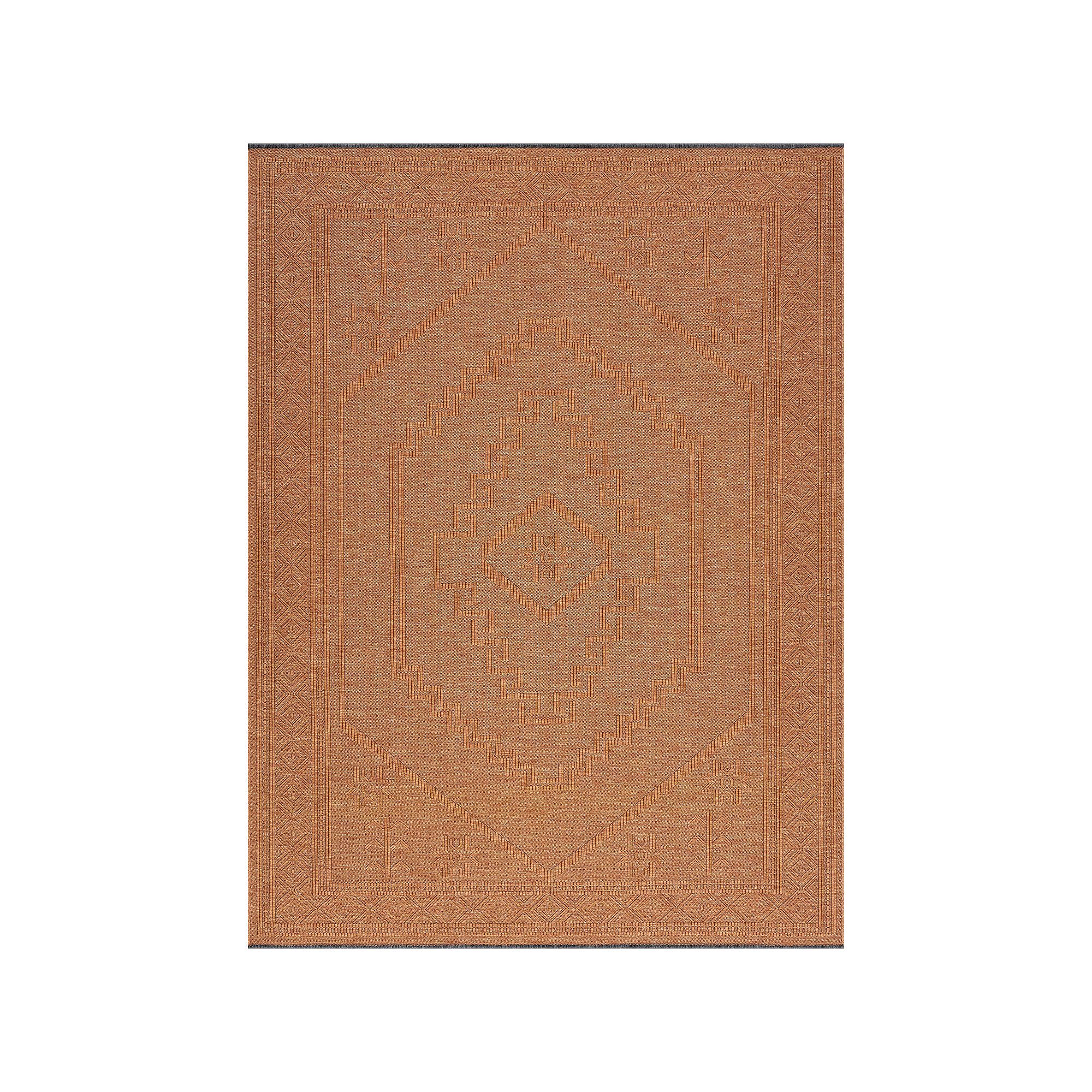 KHL Rugs Alma Amina Medallion Pattern Washable Area Rug, Orange