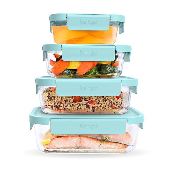 Bentgo 8-Piece Leak-Proof Glass Food Storage Set - Aqua