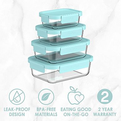 Bentgo 8-Piece Leak-Proof Glass Food Storage Set