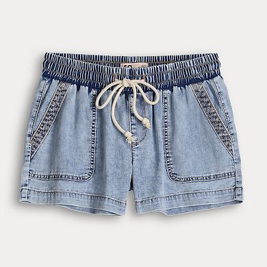 Juniors' SO® Mid-Rise Pull-On Jean Shorts