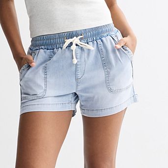 Juniors' SO® Mid-Rise Pull-On Jean Shorts