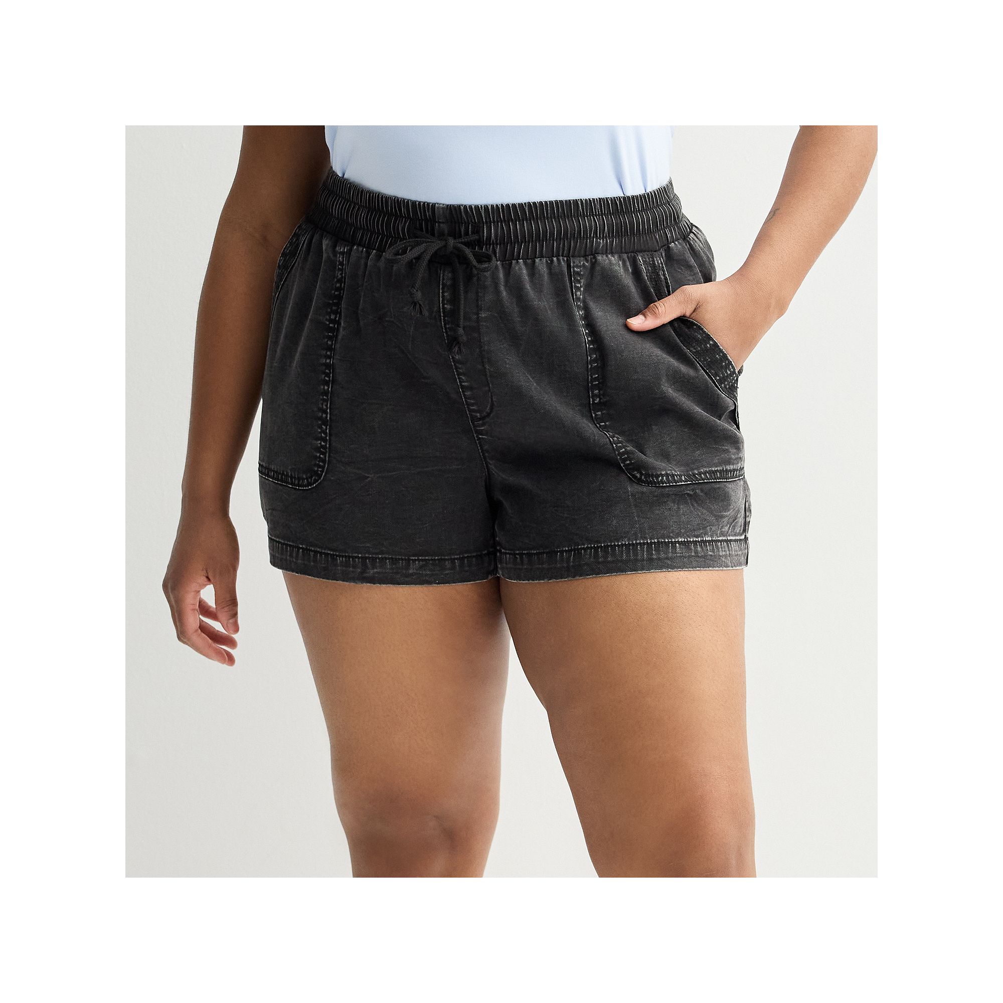 Juniors Plus Size SO® Mid-Rise Pull-On Shorts, Girls, Size: 1XL, Black A