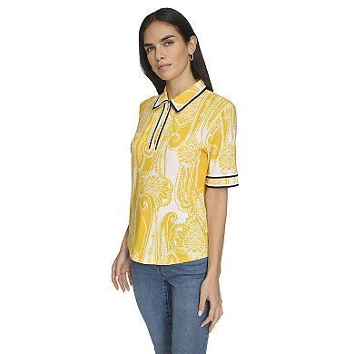 Women's Nautica Knit Paisley Short Sleeve Polo Shirt