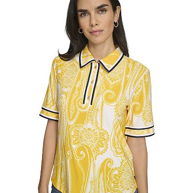 Women's Nautica Knit Paisley Short Sleeve Polo Shirt