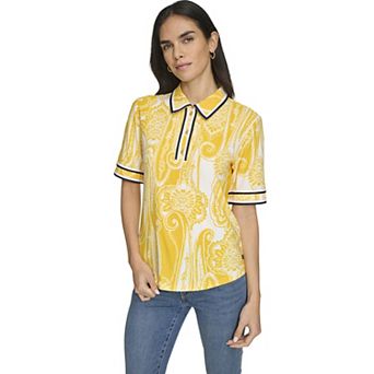 Women's Nautica Knit Paisley Short Sleeve Polo Shirt