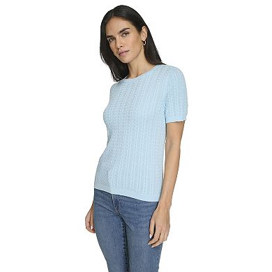 Women's Nautica Cable Knit Short Sleeve Sweater
