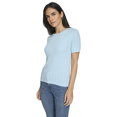 Women's Nautica Cable Knit Short Sleeve Sweater