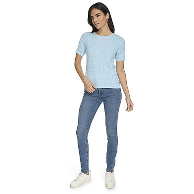 Women's Nautica Cable Knit Short Sleeve Sweater