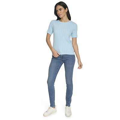 Women's Nautica Cable Knit Short Sleeve Sweater
