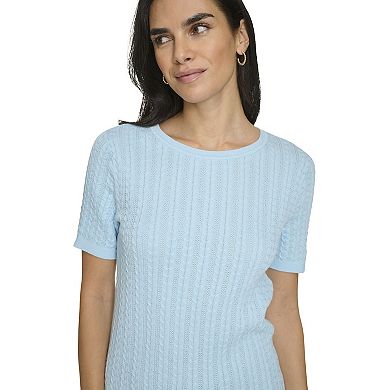 Women's Nautica Cable Knit Short Sleeve Sweater