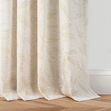 Martha Stewart 2-Piece Metallic Leaves Poletop Curtain Panel Set