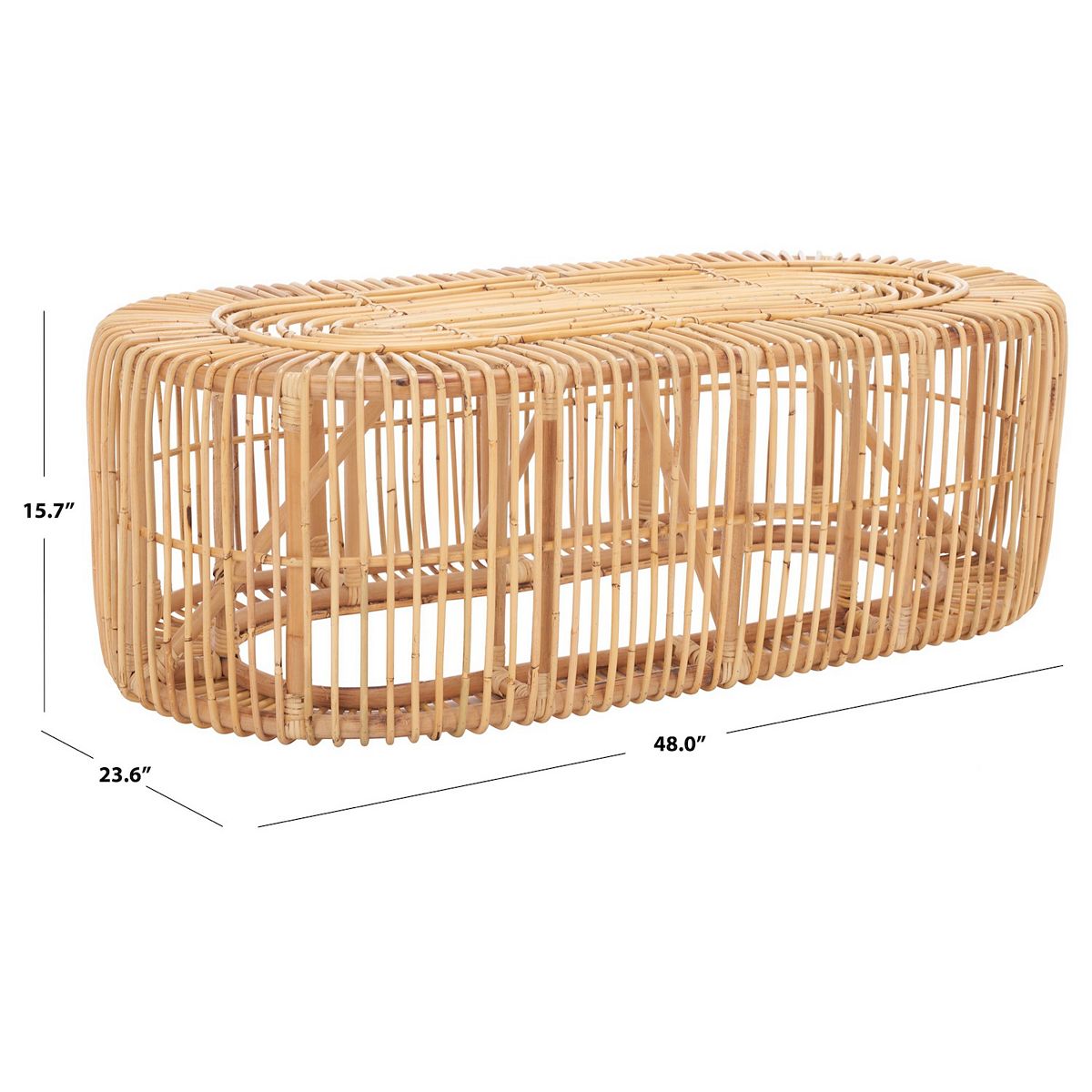 Safavieh Jabez oval coffee table dimensions 48.0 x 23.6 x 15.7