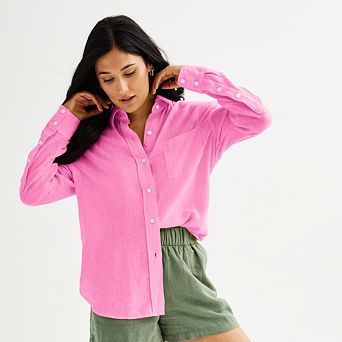 Petite Sonoma Goods For Life® Linen Boyfriend Shirt