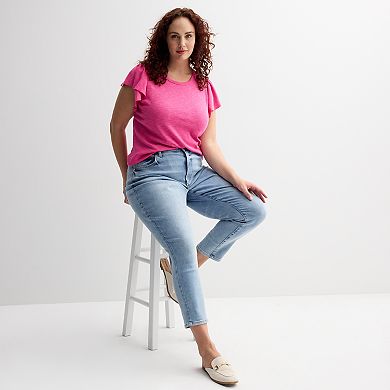 Plus Size Sonoma Goods For Life® Femme Flutter Sleeve Ribbed Top