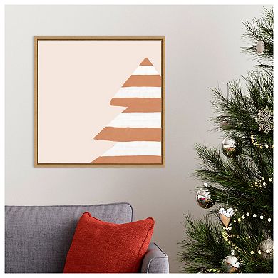 Stripey Christmas Tree By Orara Studio Framed Canvas Wall Art Print