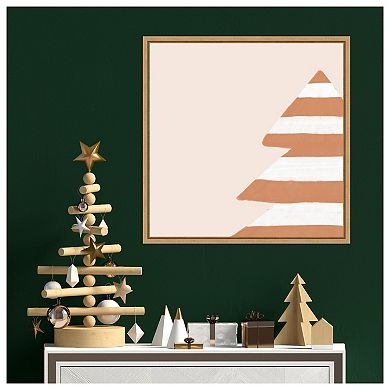 Stripey Christmas Tree By Orara Studio Framed Canvas Wall Art Print