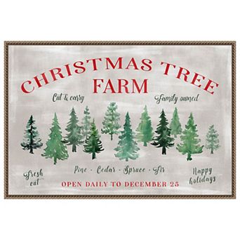 Christmas Tree Farm Sign by Rosana Laiz Blursbyai Framed Canvas Wall Art Print