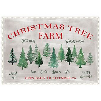 Christmas Tree Farm Sign by Rosana Laiz Blursbyai Framed Canvas Wall Art Print