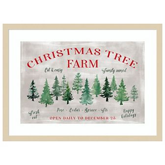Christmas Tree Farm Sign By Rosana Laiz Blursbyai Wood Framed Wall Art Print