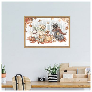 Autumn Dogs I By Mary Urban Framed Canvas Wall Art Print