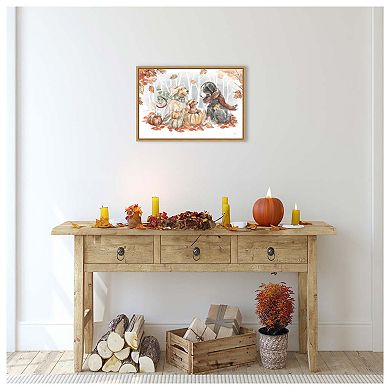Autumn Dogs I By Mary Urban Framed Canvas Wall Art Print