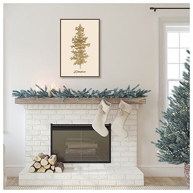 Oh Tanenbaum (beige) By Kubistika Framed Canvas Wall Art Print