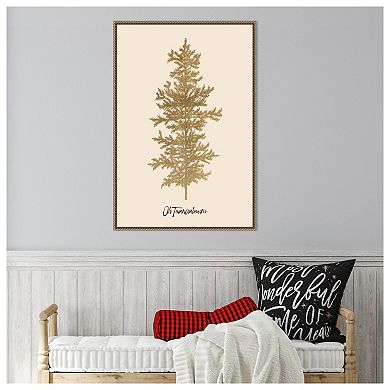 Oh Tanenbaum (beige) By Kubistika Framed Canvas Wall Art Print