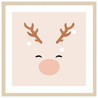 Deer And Baubles By Orara Studio Wood Framed Wall Art Print