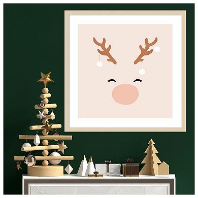 Deer And Baubles By Orara Studio Wood Framed Wall Art Print