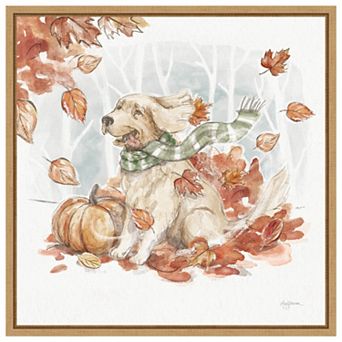 Autumn Dogs Ii By Mary Urban Framed Canvas Wall Art Print