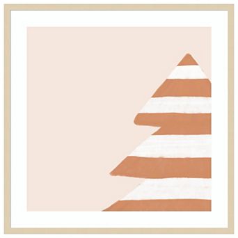 Stripey Christmas Tree By Orara Studio Wood Framed Wall Art Print