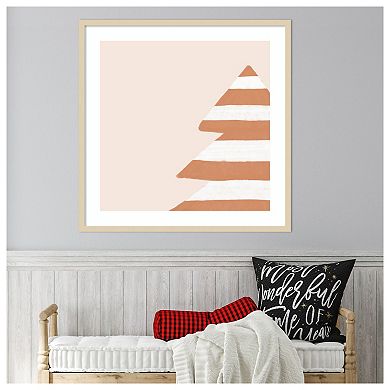 Stripey Christmas Tree By Orara Studio Wood Framed Wall Art Print