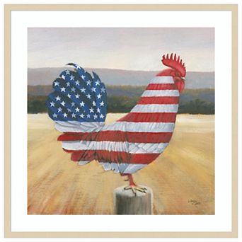 American Rooster By Wellington Studio Wood Framed Wall Art Print