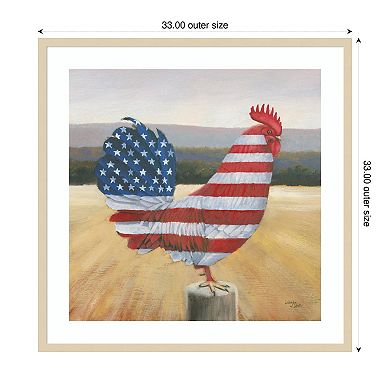 American Rooster By Wellington Studio Wood Framed Wall Art Print