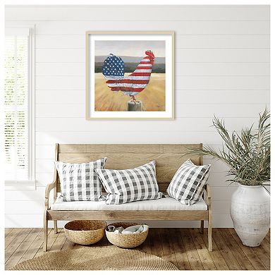 American Rooster By Wellington Studio Wood Framed Wall Art Print