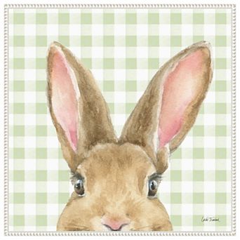 Garden Bunnies Vii Green By Leslie Trimbach Framed Canvas Wall Art Print