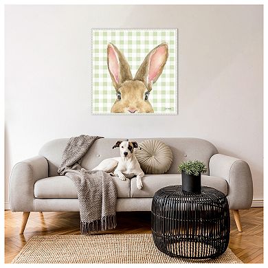 Garden Bunnies Vii Green By Leslie Trimbach Framed Canvas Wall Art Print