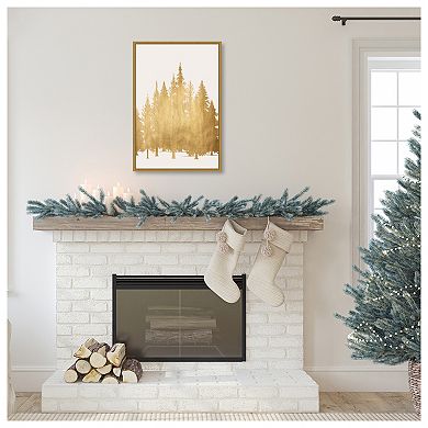 Tan Trees By Kubistika Framed Canvas Wall Art Print