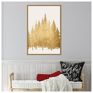 Tan Trees By Kubistika Framed Canvas Wall Art Print