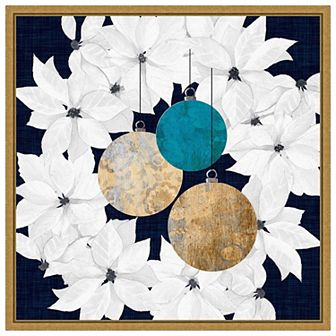 Blue Sophisticated Christmas Iii By Grace Popp Framed Canvas Wall Art Print