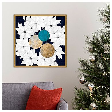 Blue Sophisticated Christmas Iii By Grace Popp Framed Canvas Wall Art Print